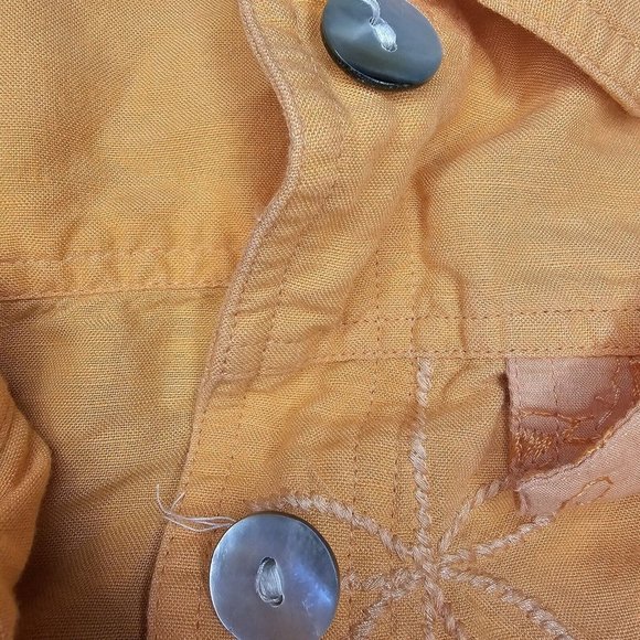 Y2K‎ Medium Sherbert Orange Artsy Textured Jacket Linen Blend Lightweight Boho - Picture 4 of 9